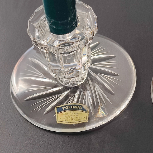 Pair of vintage | Pinwheel Crystal 🕯️ Candle stick holders | made in Poland - Picture 5 of 16